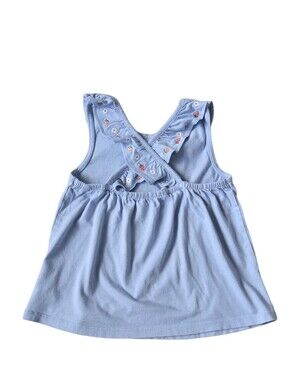 Mini Boden Strawberry Embroidered Floral Cross Back Tank Sz 6/7